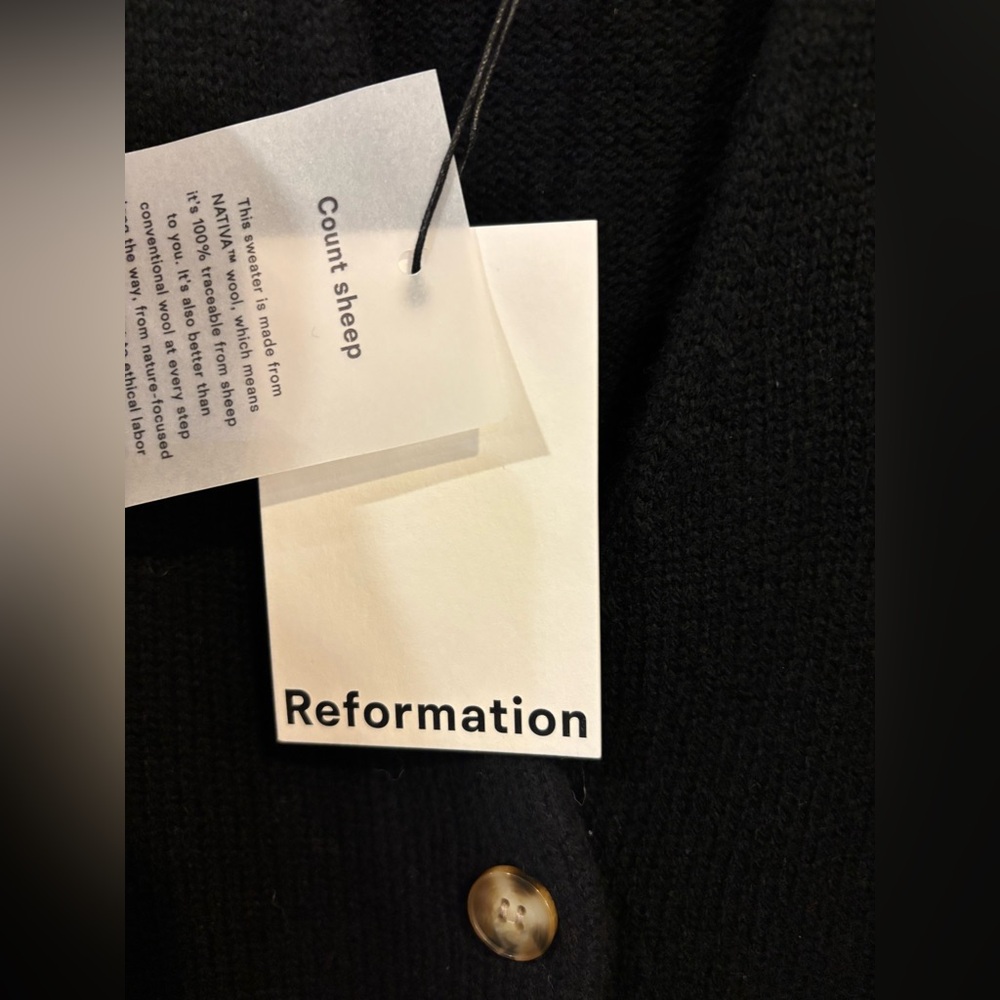 NWT Reformation Holden Regenerative Wool Cardigan Black Small - Picture 7 of 9